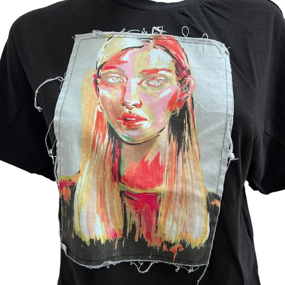 Zara Women's Face T-Shirt Cotton Size S - Picture 2 of 6